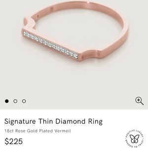 Monica Vinader Signature Rose Gold Ring w/ Diamonds